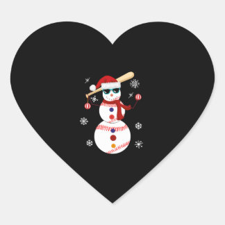 Sticker Cœur Noël Baseball Snowman Santa Hat Cadeau