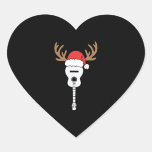 Sticker Cœur Noël de la guitare Santa Hat Reindeer