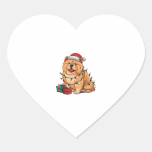 Sticker Cœur Noël Éclairage Noël Chow Chow Chien Noël