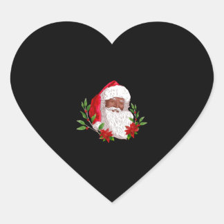 Sticker Cœur Noël Père Noël et Poinsettias