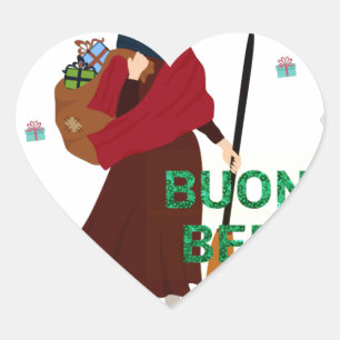 Sticker Cœur noël sorcière buona Befana