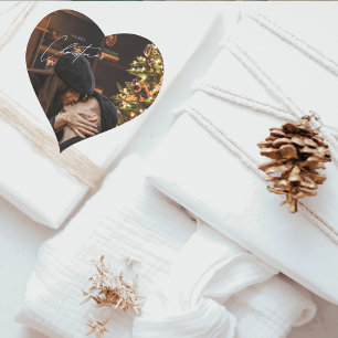 Sticker Cœur Noël tendance moderne   Photo romantique en couple