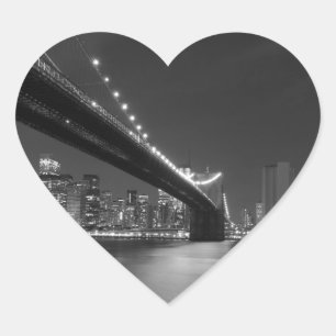 Sticker Cœur Noir blanc New York City Skyline