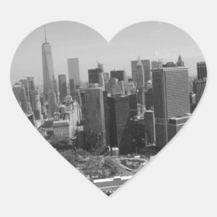 Sticker Cœur Noir blanc New York City Skyline