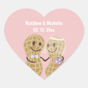 Sticker Cœur Noix sur l'autre élégant mariage rose Faveur