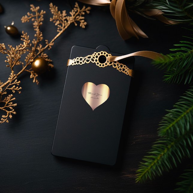Sticker Cœur Nom de beauté Coeur nuptial Merci Sepia Gold Metal (Beauty Name Bridal Heart Thank Sepia Gold Metallic Heart Sticker)