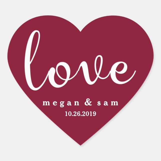 Sticker Cœur Nom et date d'amour rouge (Devant)