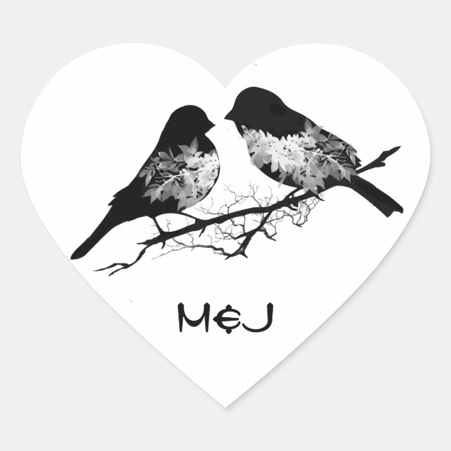 Sticker Cœur Nom personnalisé ou Inséparables monogrammes (Devant)
