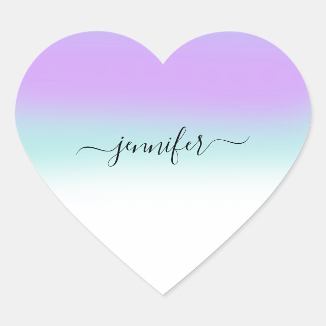 Sticker Cœur Nom Petite Entreprise Merci Violet Blu Ombre Paste (Devant)