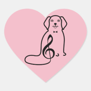 STICKER CŒUR NOTE DE CHIEN ET DE MUSIQUE