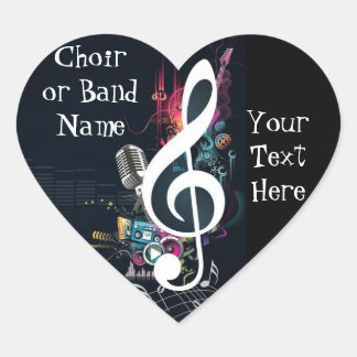 Sticker Cœur Note de gauche musicale Abstraite
