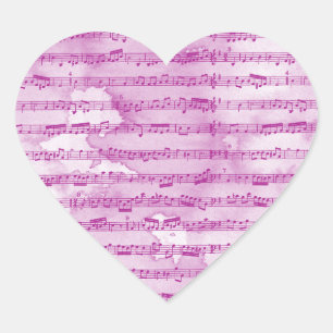 Sticker Cœur Notes musicales aquarelle
