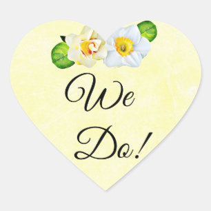 Sticker Cœur Nous le faisons, Mariage jaune