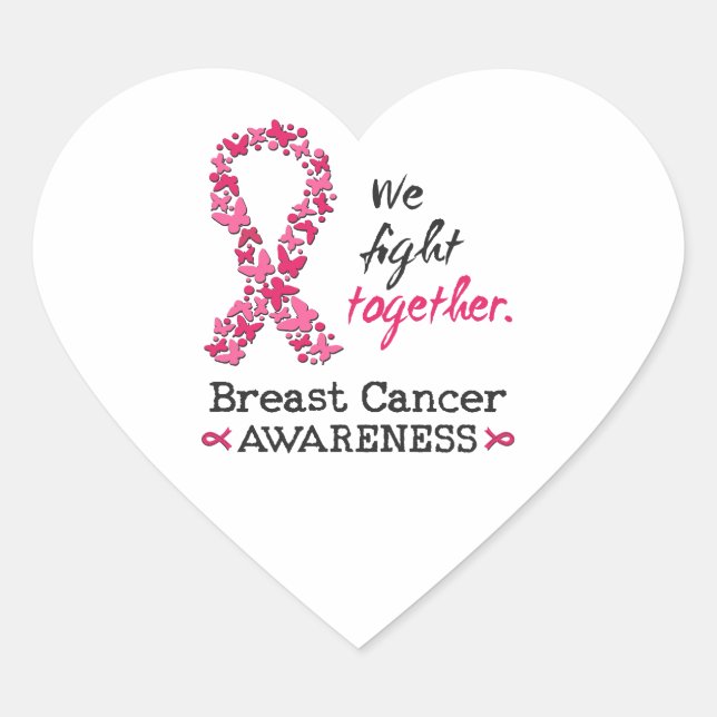Sticker Cœur Nous luttons ensemble contre le cancer du sein (Devant)