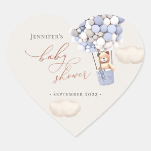 Sticker Cœur Nous pouvons à peine attendre Fête bébé Silver Blu
