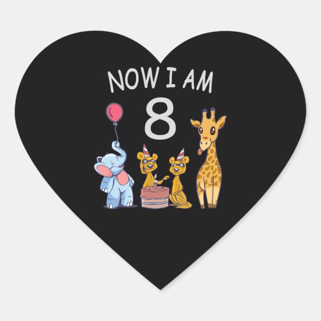Sticker Cœur Now I, 8 ans d'âge huit (Devant)