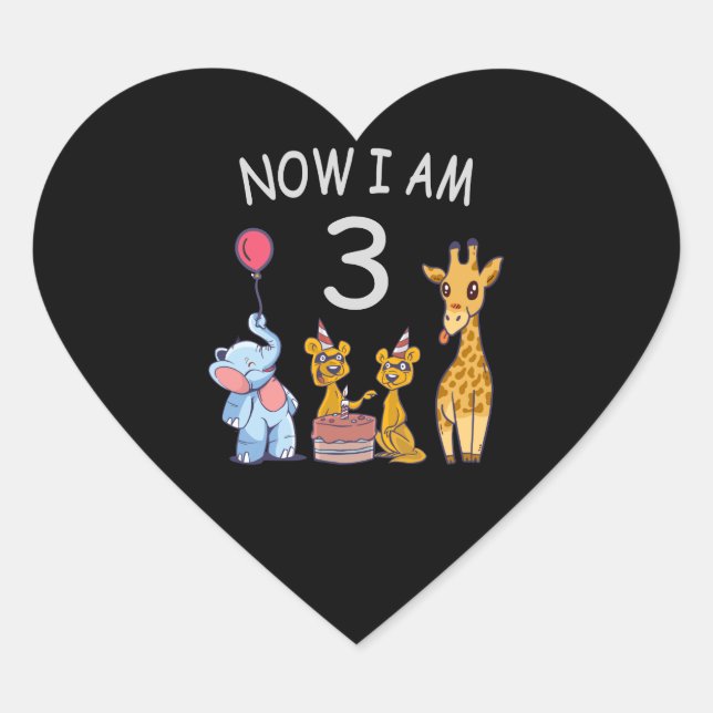 Sticker Cœur Now I le 3e jour du Birthday (Devant)