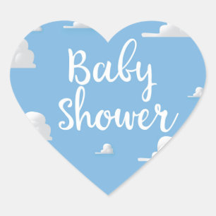 Sticker Cœur Nuage Blanc Gonflé Baby Shower