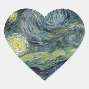 Sticker Cœur Nuit étoilée - van Gogh