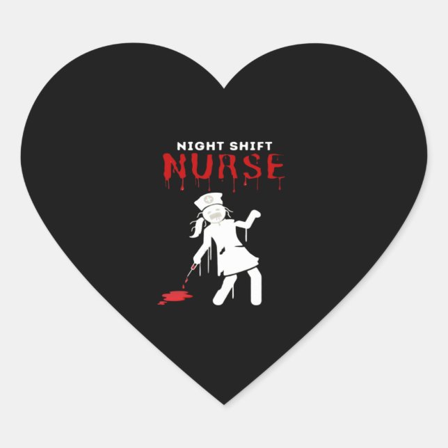 Sticker Cœur Nuit Shift Nurse Funny Halloween Classic T-Shirt (Devant)