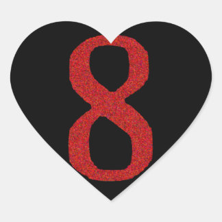 STICKER CŒUR NUMÉRO 8 EN ROUGE