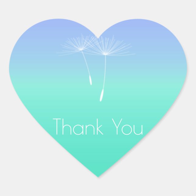 Sticker Cœur Océan Caraïbes Pastel Ombre Dandelion Merci (Devant)