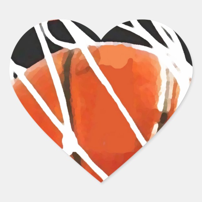 Sticker Cœur Oeuvre de basket-ball (Devant)