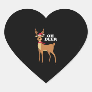 Sticker Cœur Oh Deer - rennes de noël