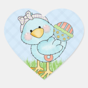 Sticker Cœur Oiseau de bleus layette