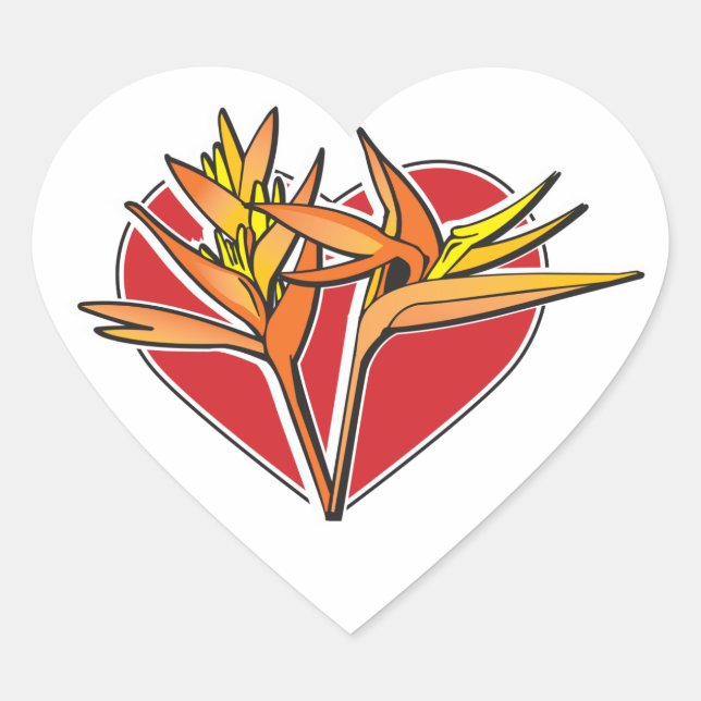Sticker Cœur Oiseau du Paradis Coeur (Devant)