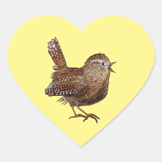 Sticker Cœur Oiseau Wren (Troglodytes Troglodytes) (Devant)