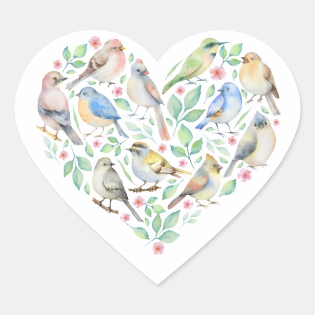 Sticker Cœur Oiseaux (Devant)