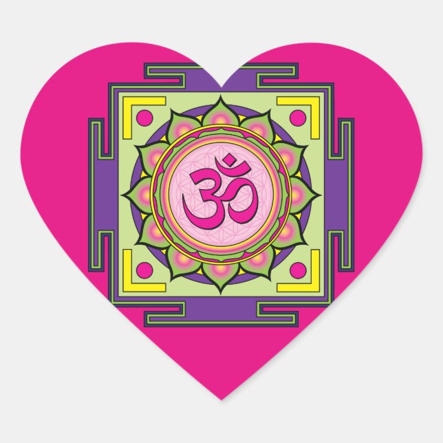 Sticker Cœur Om Shanti Om Mandala (Devant)