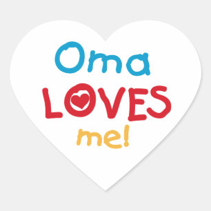 Sticker Cœur Oma aime mes t-shirts et cadeaux