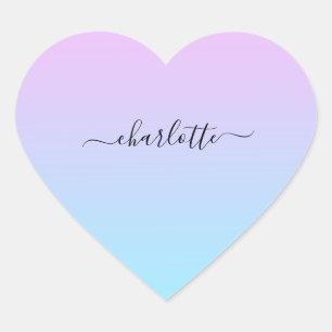Sticker Cœur Ombré rose et turquoise