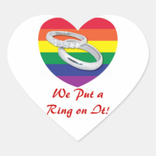 Sticker Cœur On met une bague sur elle Mariage gay