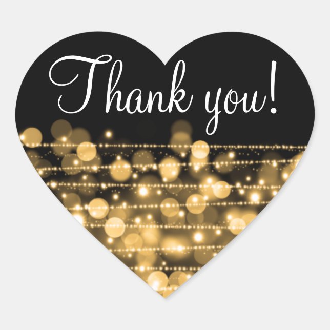 Sticker Cœur Or d'étincelles de noce de Merci (Devant)