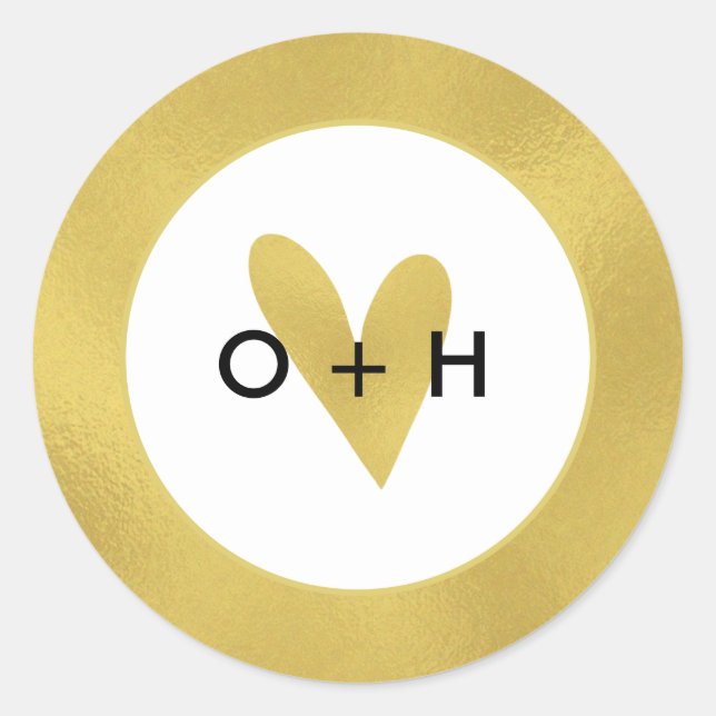 Sticker Coeur Or Monogramme Faveur (Devant)