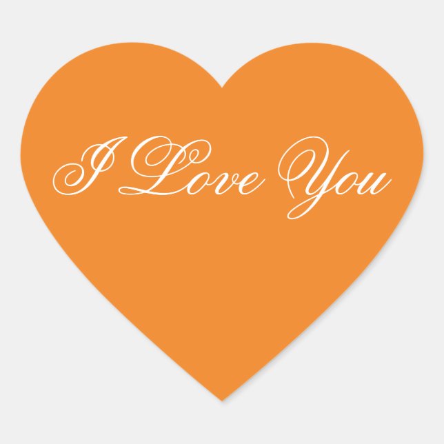 Sticker Coeur Orange - Je Vous Aime (Devant)