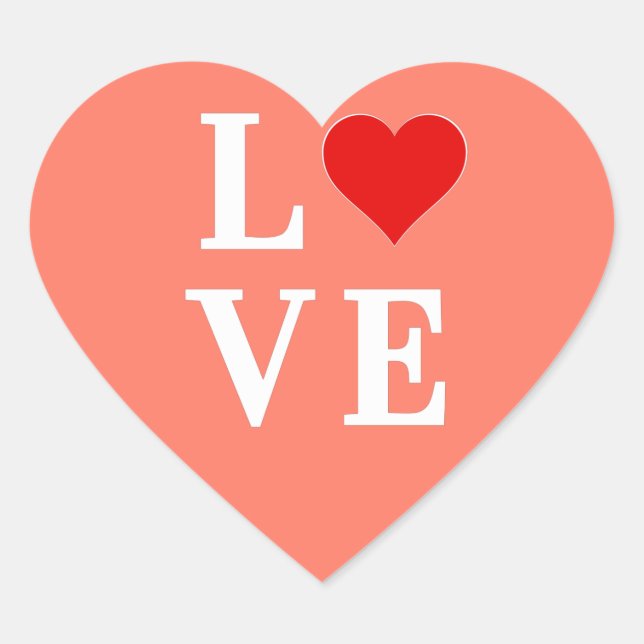 Sticker Cœur Orange LOVE and Heart Élégant romantique (Devant)
