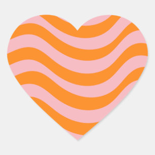 Sticker Cœur Orange rose Super rétro Abstrait Wave Y2K Motif