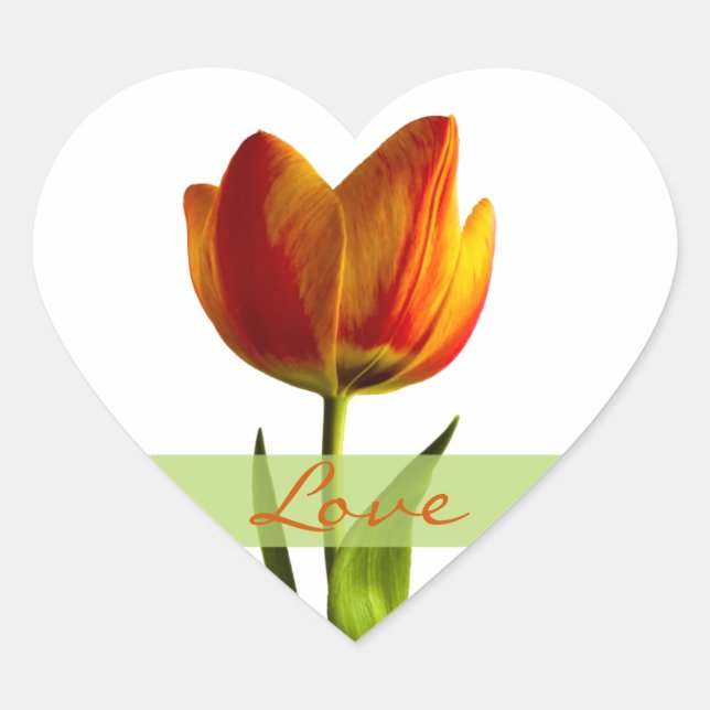 Sticker Cœur Orange Tulip Love Coeur Mariage Enveloppe Sceau (Devant)