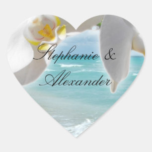 Sticker Cœur Orchidée Aqua Beach