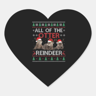 Sticker Cœur Otter Gift   Tous Noël De Otter Reindeer