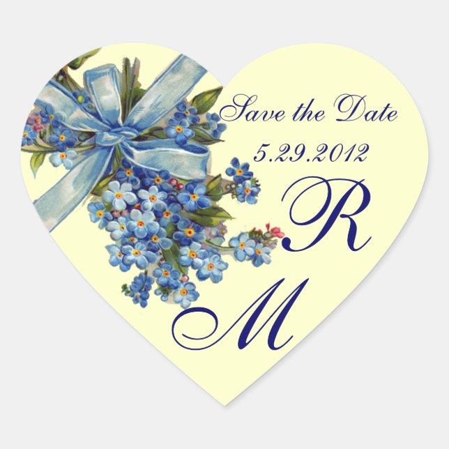 Sticker Cœur OUBLIEZ-MOI NOTES MONOGRAM, MARIAGE PARTY crème bl (Devant)