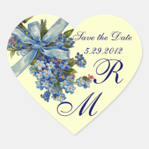 Sticker Cœur OUBLIEZ-MOI NOTES MONOGRAM, MARIAGE PARTY crème bl