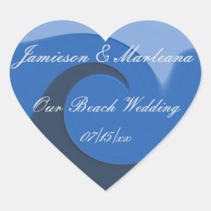 Sticker Cœur "Our Beach Wedding" - "Blue Tide"
