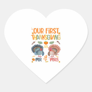 Sticker Cœur Our First Thanksgiving M. et Mme Couple Married 2