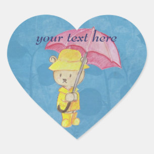 Sticker Cœur Ours en peluche en Raincoat