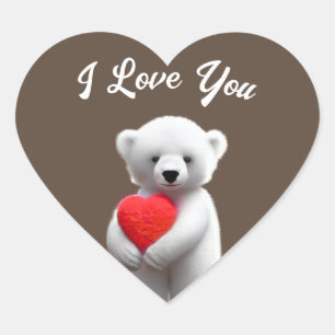 Sticker Cœur Ours Polaire Je T'Aime